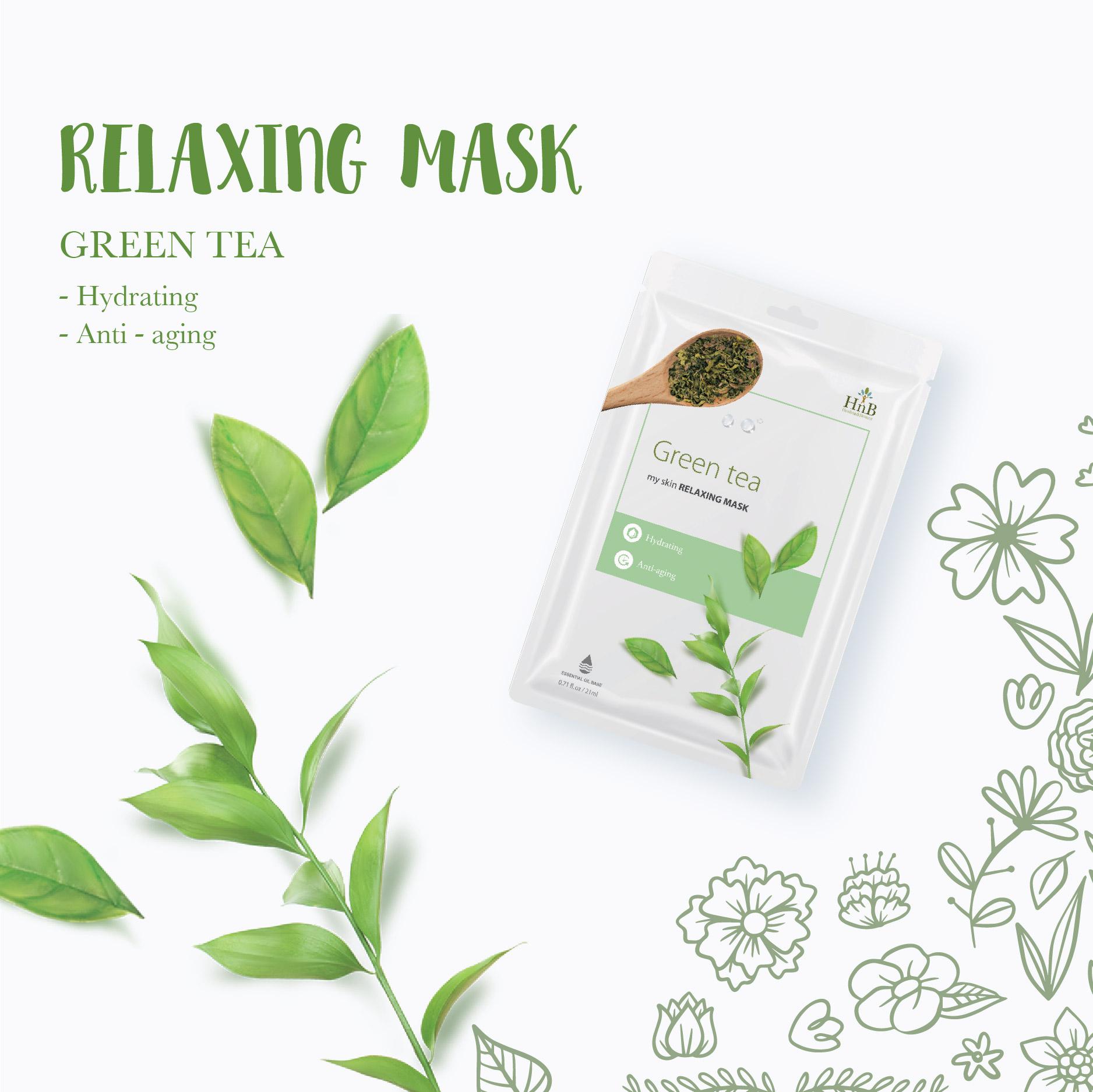 Mặt Nạ Cấp Ẩm, Nuôi Dưỡng Và Trẻ Hóa Làn Da HNB Hàn Quốc - Chiết Xuất Từ Trà Xanh ( Green Tea ) Nguyên Chất