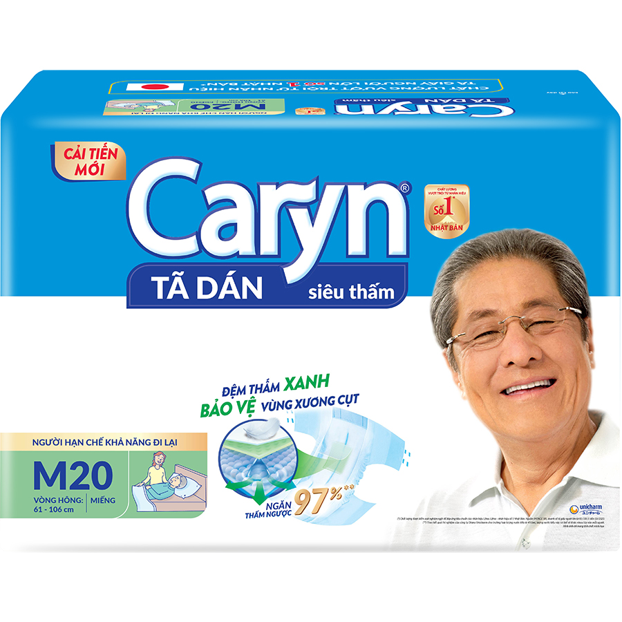 Tã Dán Siêu Thấm Caryn Gói Siêu Lớn M20 (20 Miếng)