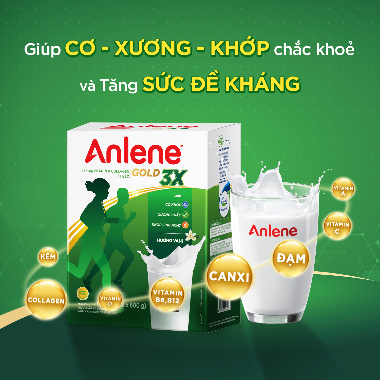 Sữa Bột Anlene Gold Movepro 3X Hương Vanilla (Hộp Giấy 1,2kg)