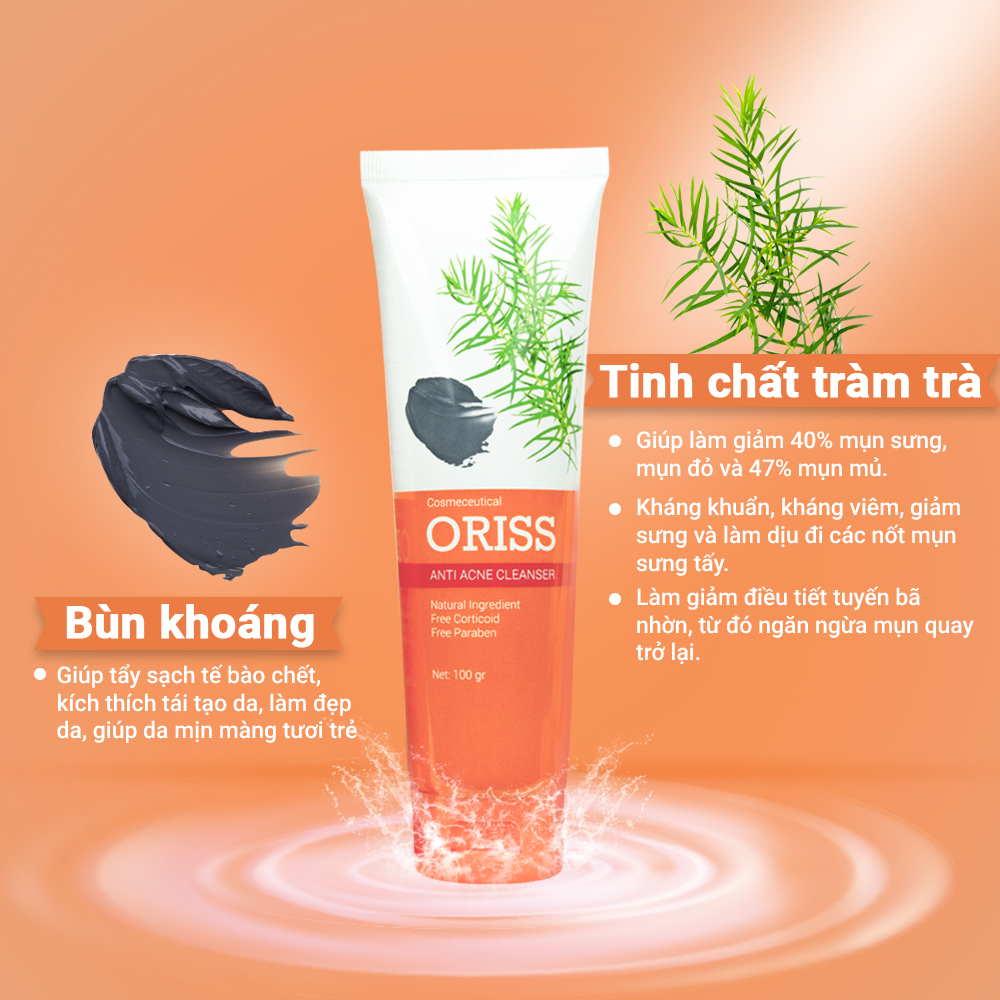 Combo Hỗ Trợ Trị Mụn Oriss - Sữa Rửa Mặt Ngừa Mụn Oriss 100g + Serum ngăn ngừa mụn Oriss 10g