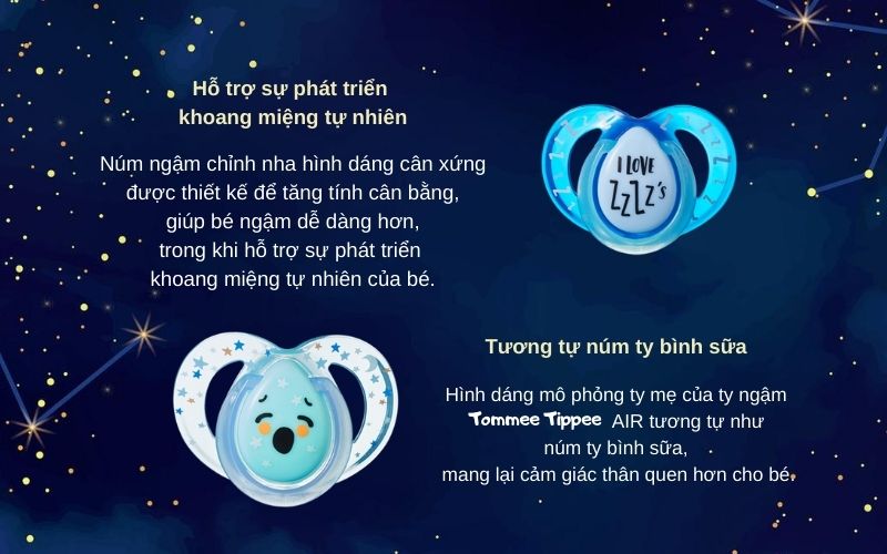 Ty ngậm dạ quang cho bé Tommee Tippee Night Time 6-18 tháng (vỉ 2 cái) - Xanh