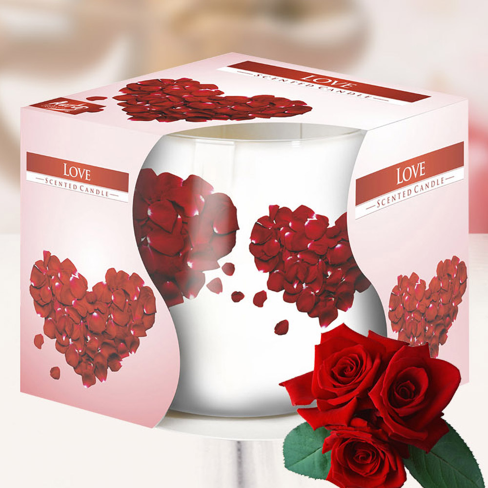 Ly nến thơm tinh dầu Bispol Love 100g QT024784 - hoa hồng nhung