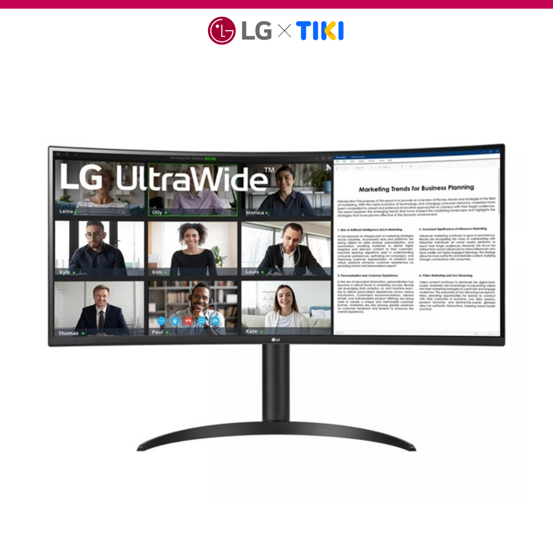 Màn hình LCD LG 34WR55QC-B 34&quot; (VA/WQHD (3440x1440)/5ms/100Hz/300cdm2/Cong) - Hàng chính hãng