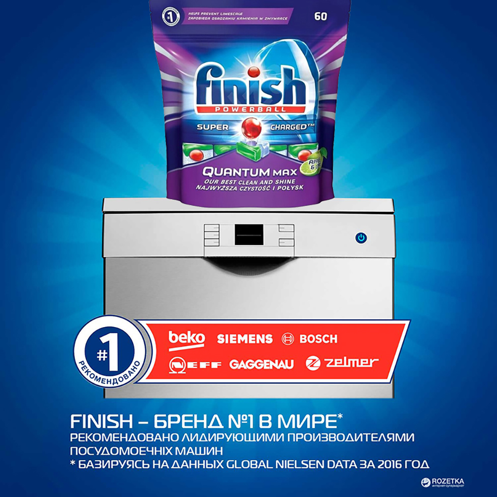 Túi 60 viên rửa chén Finish Quantum Max Dishwasher Tablets Apple&amp;Lime QT025461 - hương chanh, táo