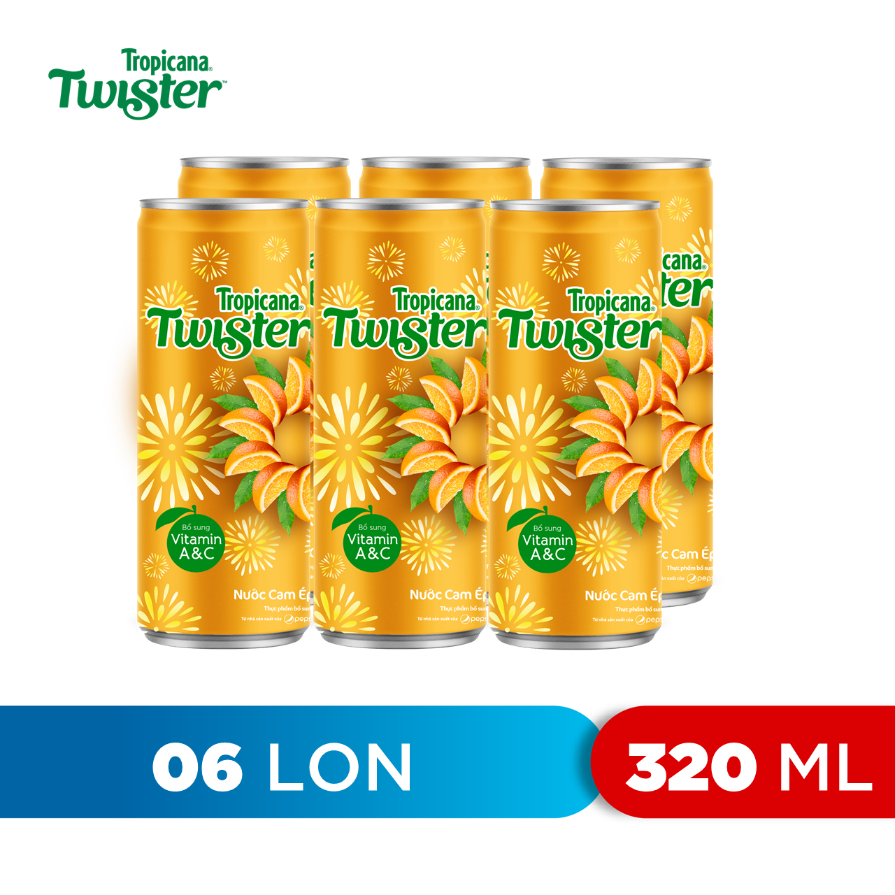 Lốc 6 Lon Nước Trái Cây Twister Cam (320ml/Lon)