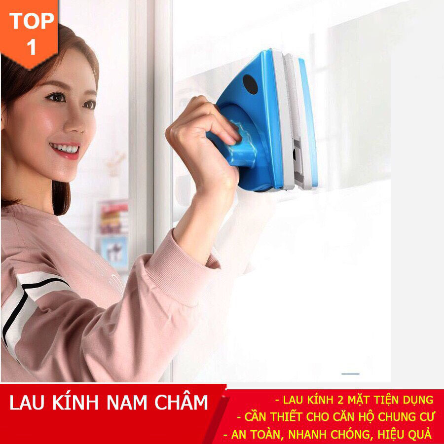 Dụng cụ lau kính nhà cao tầng 2 mặt hít nam châm cao cấp 15-24mm