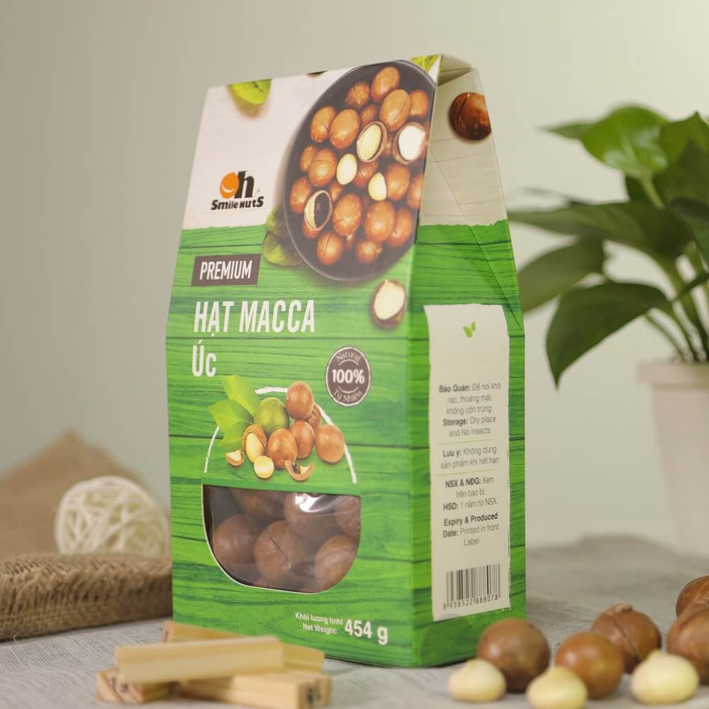 Hạt Macca Úc Smile Nuts nứt vỏ thượng hạng hộp 454g - Australian Maccadiamia 454g