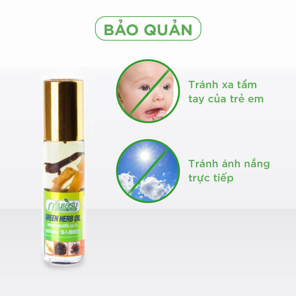 Bộ 5 Dầu Lăn Thảo Mộc Greenskin Green Organic Herb Oil - Chai 8ml