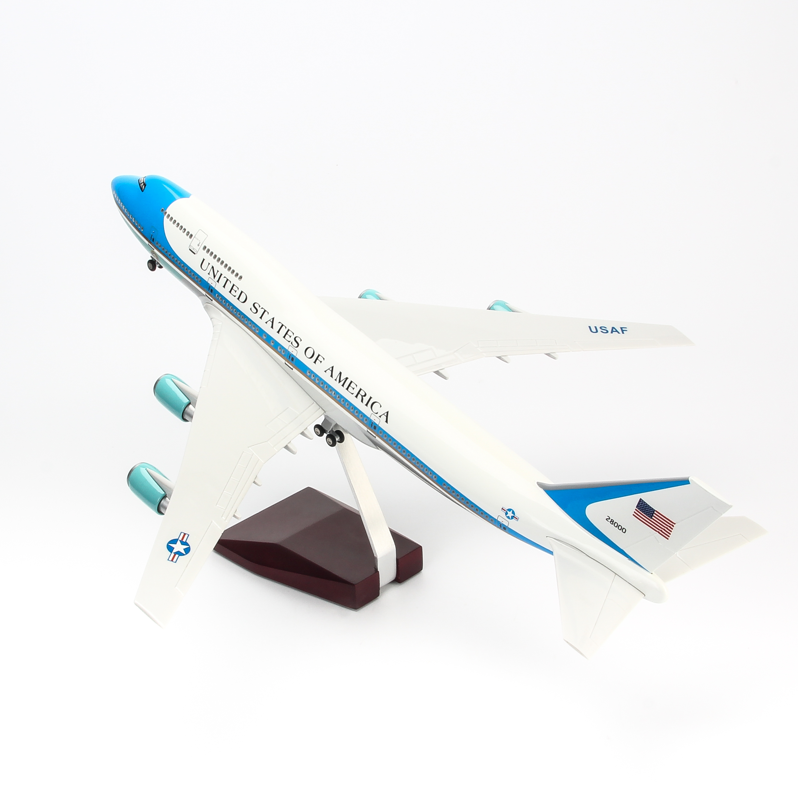 Mô hình máy bay B747 Air Force One 47cm-Trắng,Xanh