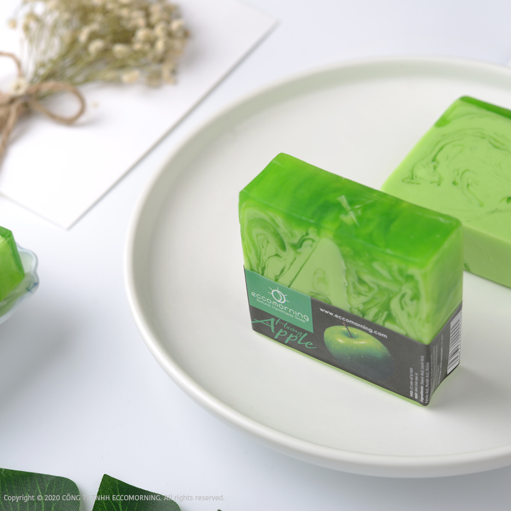 Xà Bông Thiên Nhiên Handmade eccomorning Hình Vuông Hương Táo – Apple Soap