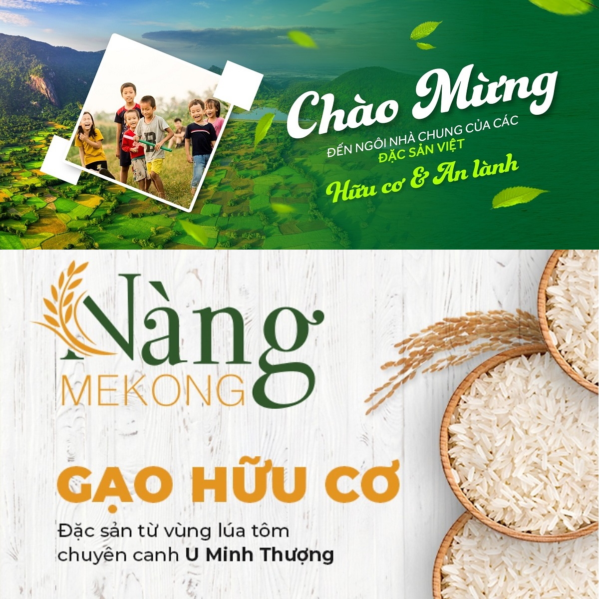 COMBO 2kg -  Gạo Hữu Cơ Trắng Nàng Hương - Nàng MEKONG - 100% Organic