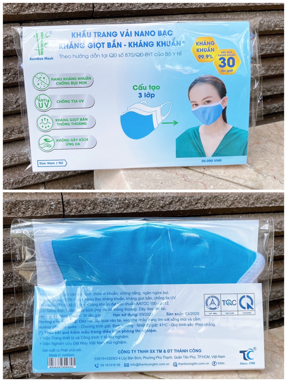 COMBO 5 CÁI KHẨU TRANG VẢI BAMBOO MASK