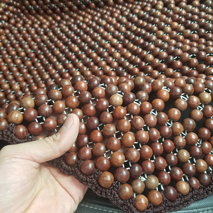 Đệm hạt gỗ tựa lưng massage ô tô 100% gỗ Trắc tự nhiên nguyên mộc, đan kết diềm mép cao cấp - Kích thước: 1,21 X 0,45 - Trọng lượng: 3,1Kg
