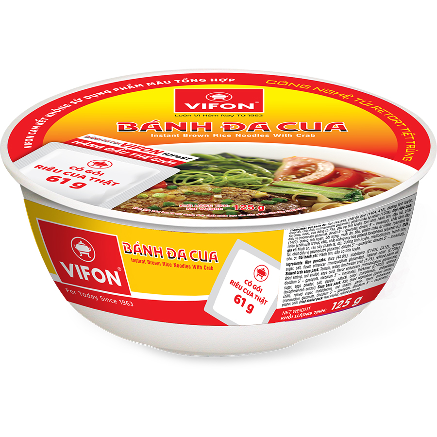 Thùng 12 Tô Vifon Bánh Đa Cua (125g / Tô)