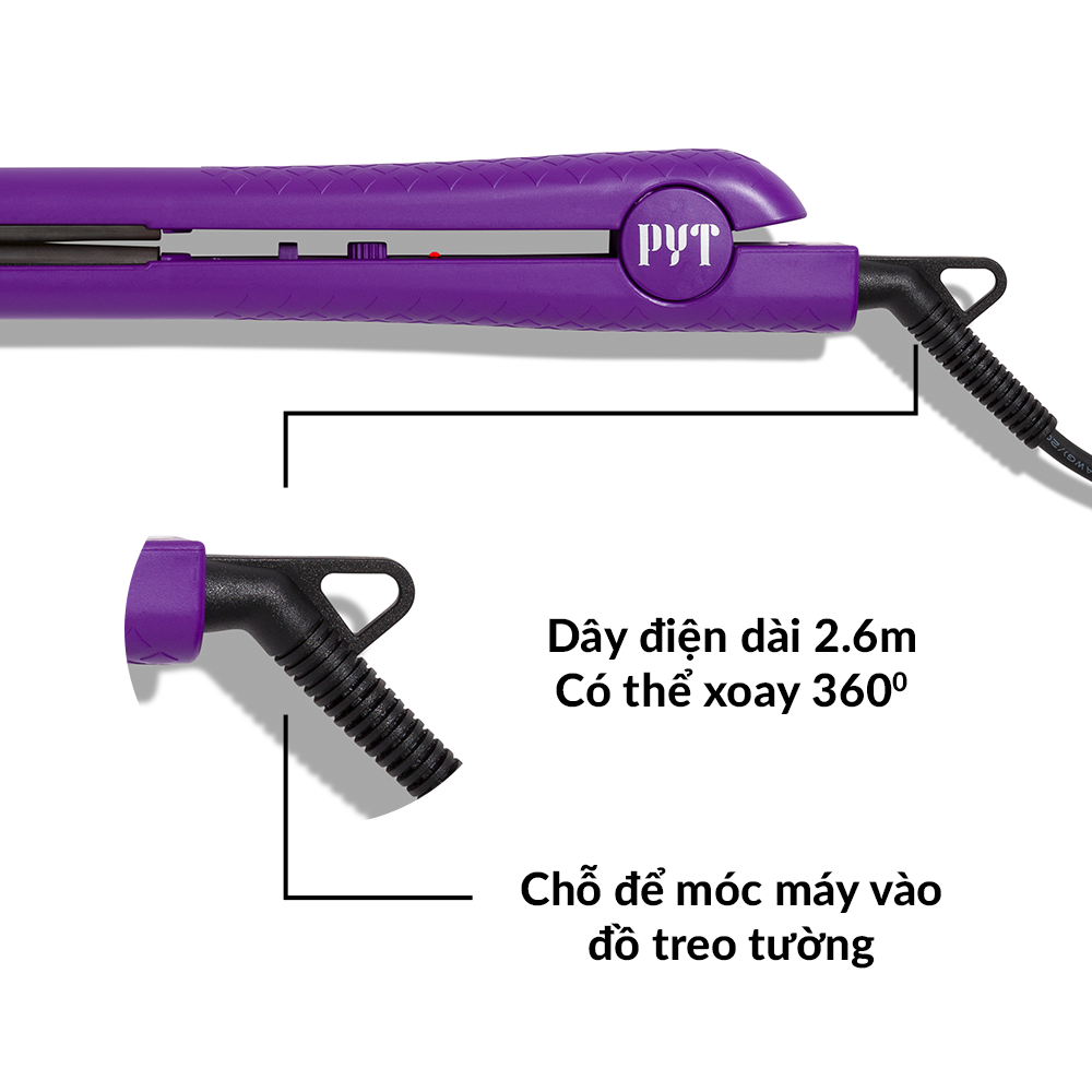 Máy Kẹp Tóc Bằng Sứ PYT Ceramic Styling Tool (2 trong 1) - Màu Tím -  Công Nghệ Nhiệt Hồng Ngoại Xa - Có Thể Duỗi, Uốn Lọn Hoặc Uốn Cúp