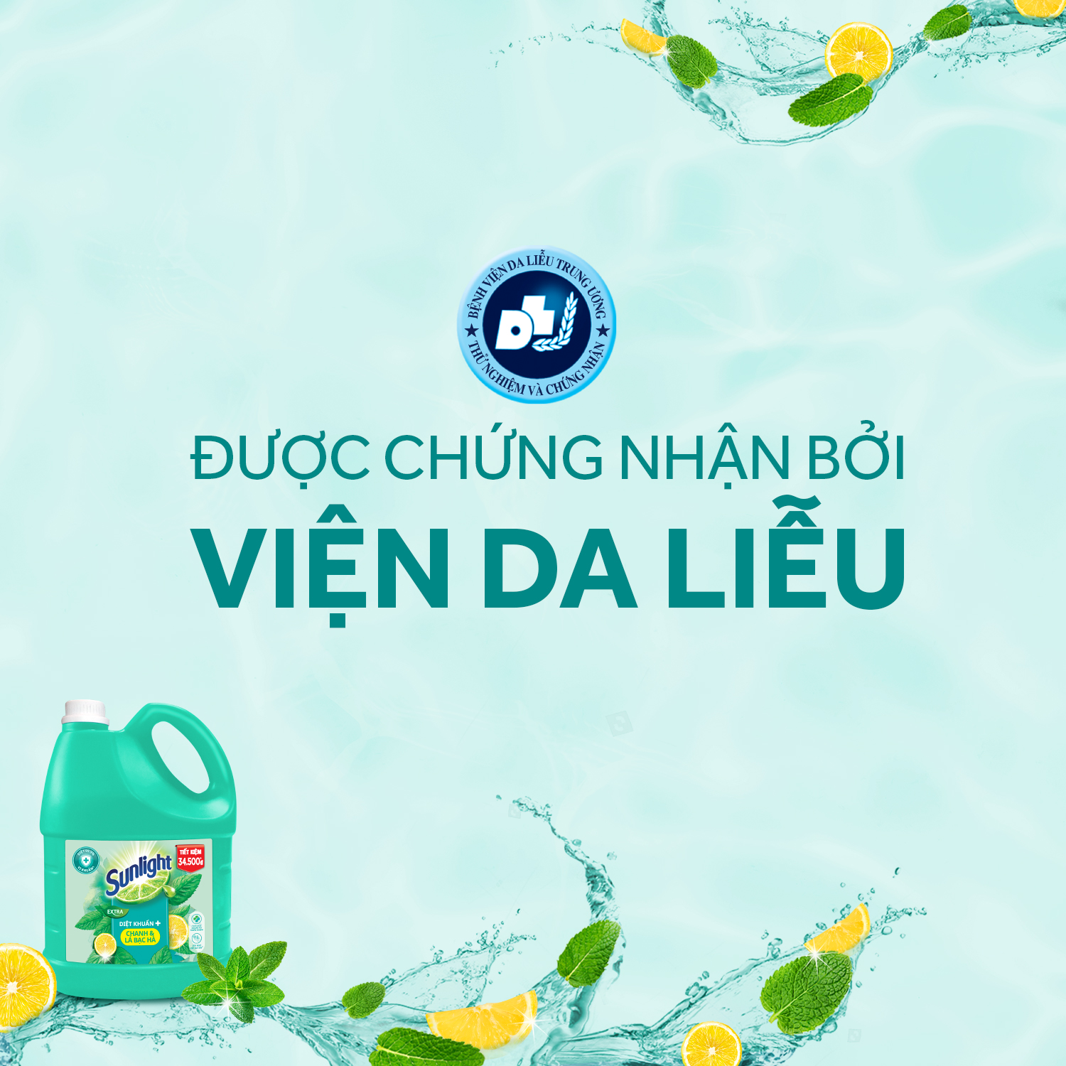 Nước Rửa Chén Bát Sunlight Diệt Khuẩn Chiết xuất Chanh và Lá Bạc Hà 3.6kg