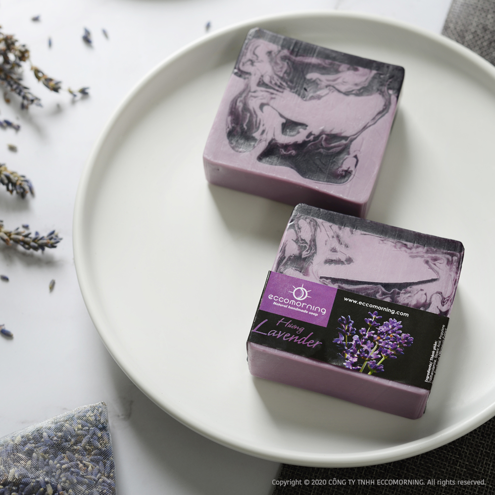 Xà Bông Thiên Nhiên Handmade eccomorning Hình Vuông Hương Oải Hương – Lavender Soap