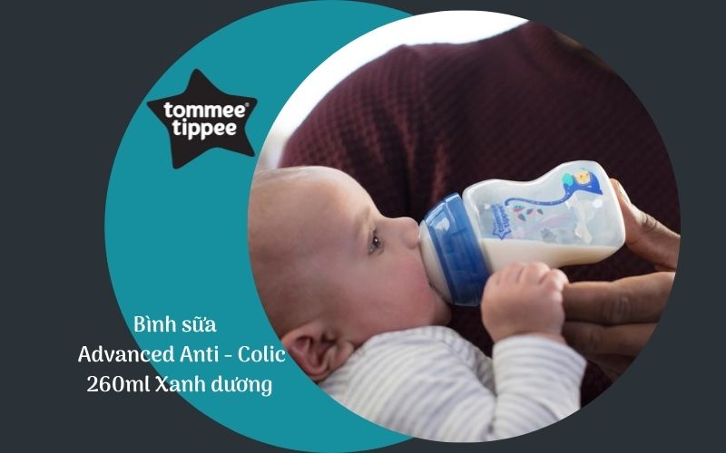 Bình sữa chống đầy hơi Tommee Tippee Advanced Anti-Colic 260ml (bình đôi) - Xanh Dương