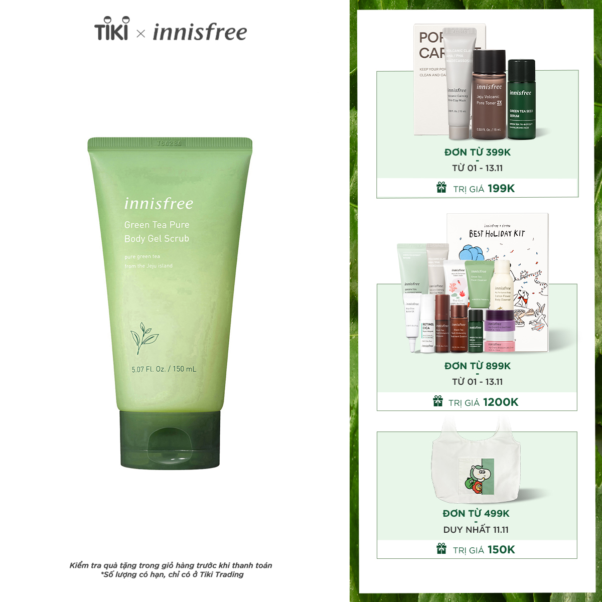 Tẩy Tế Bào Da Chết Toàn Thân Hương Trà Xanh Innisfree Green Tea Pure Body Scrub 150ml - 131171108