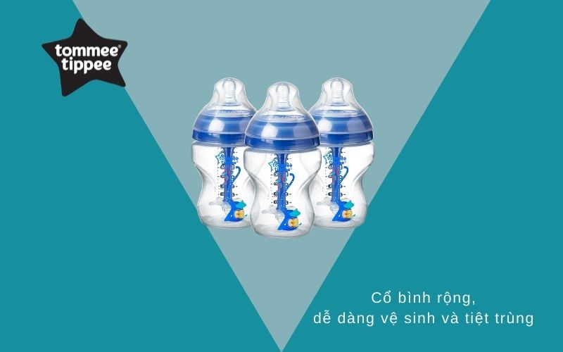 Bình sữa chống đầy hơi Tommee Tippee Advanced Anti-Colic 260ml (bình đôi) - Xanh Dương