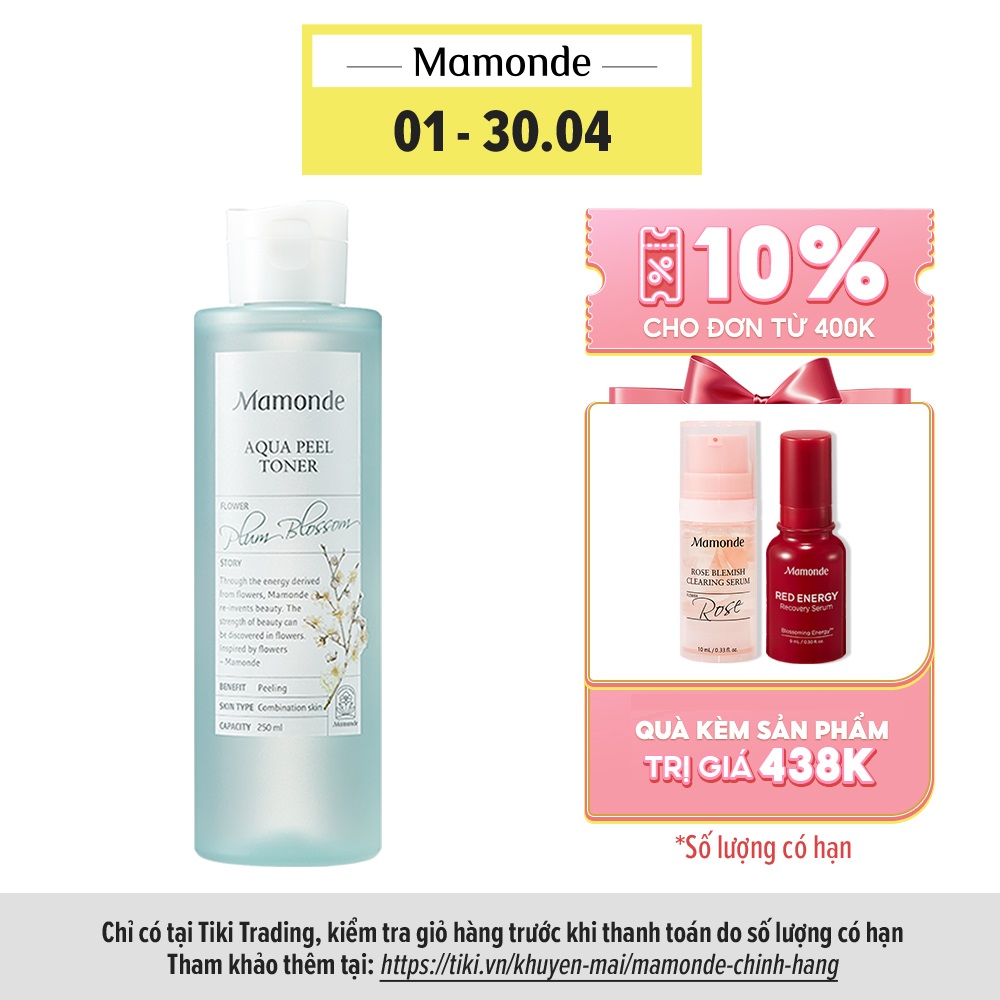 Nước Cân Bằng Dưỡng Ẩm Giảm Thiểu Tế Bào Chết Và Bụi Bẩn Trên Da Mamonde Aqua Peel Toner (250ml) 110651209