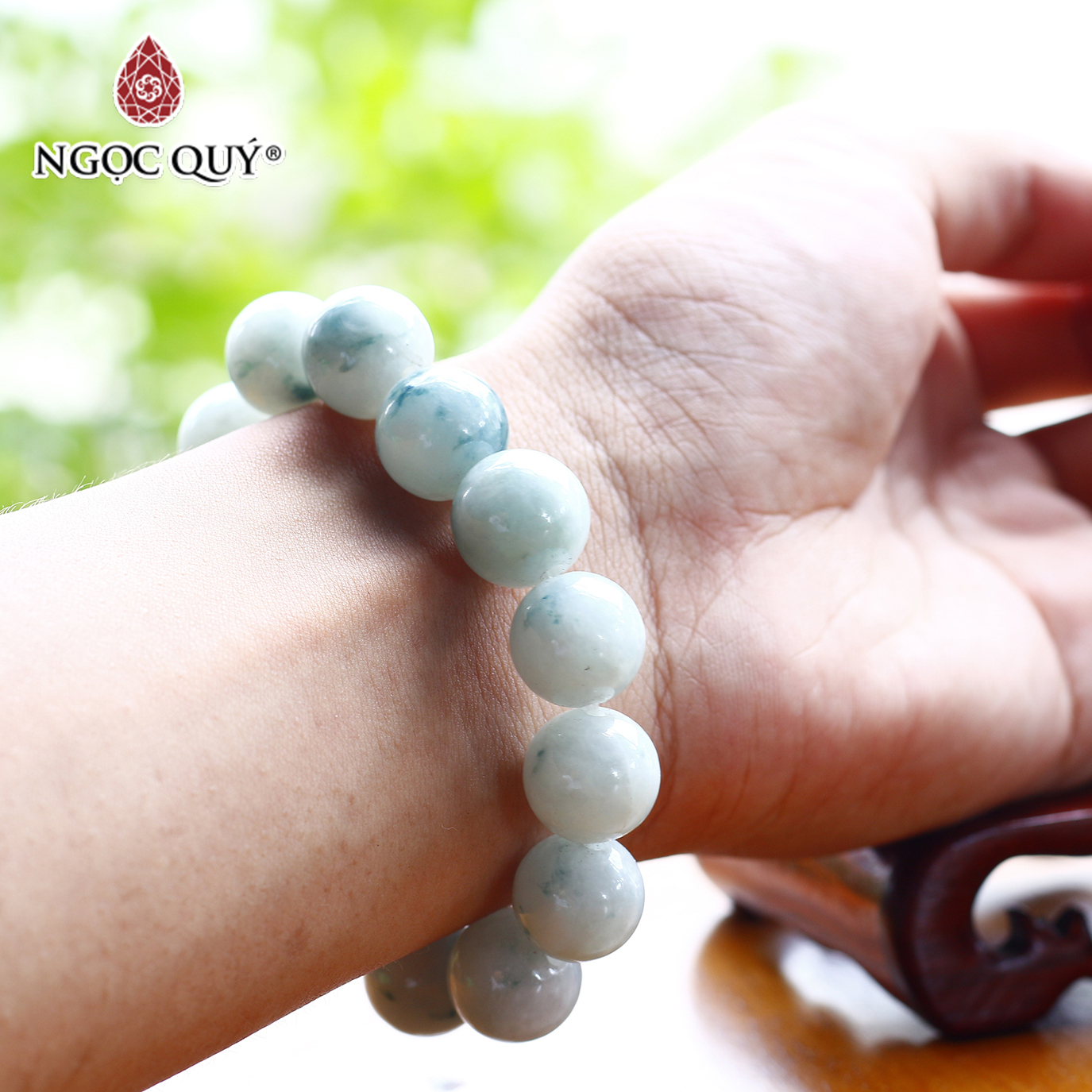 Vòng cẩm thạch phỉ thúy size hạt 14mm mệnh hỏa, mộc - Ngọc Quý Gemstones