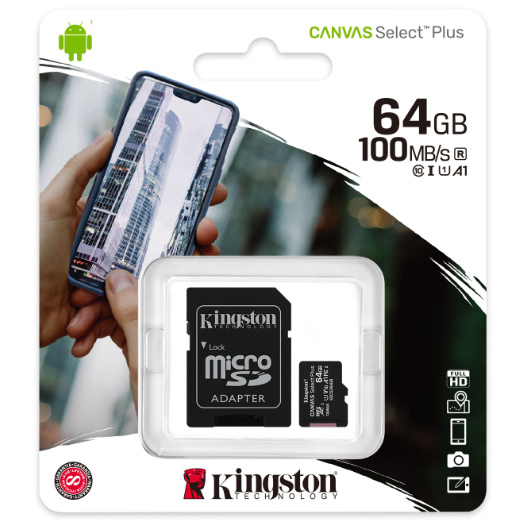 Thẻ nhớ Kingston microSDXC 64GB CL10 UHS-I SDCS2/64GB - 100MB/s (Có Adapter) - Hàng Chính Hãng