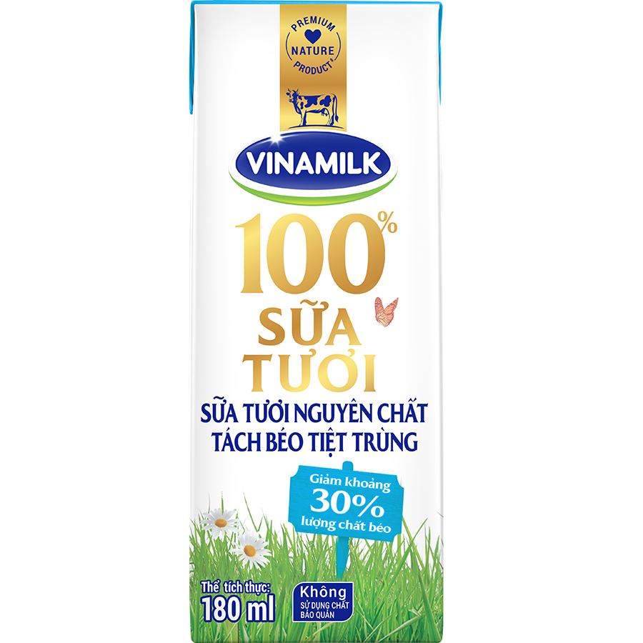 Thùng 48 Hộp Sữa Tươi Tiệt Trùng Vinamilk 100% Không Đường (180ml / Hộp)