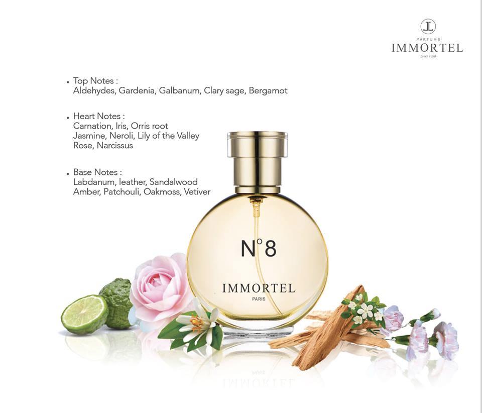 Nước hoa nữ IMMORTEL PARIS No8 Eau De Parfum 60ml- Với hương gỗ sồi , hoa nhài và hoắc hương