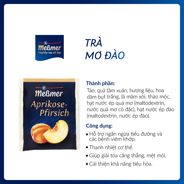 Trà Túi Lọc Messmer Mơ Đào/ Apricot Peach Hộp 20 Gói - Trà Messmer Nhập Khẩu Từ Đức