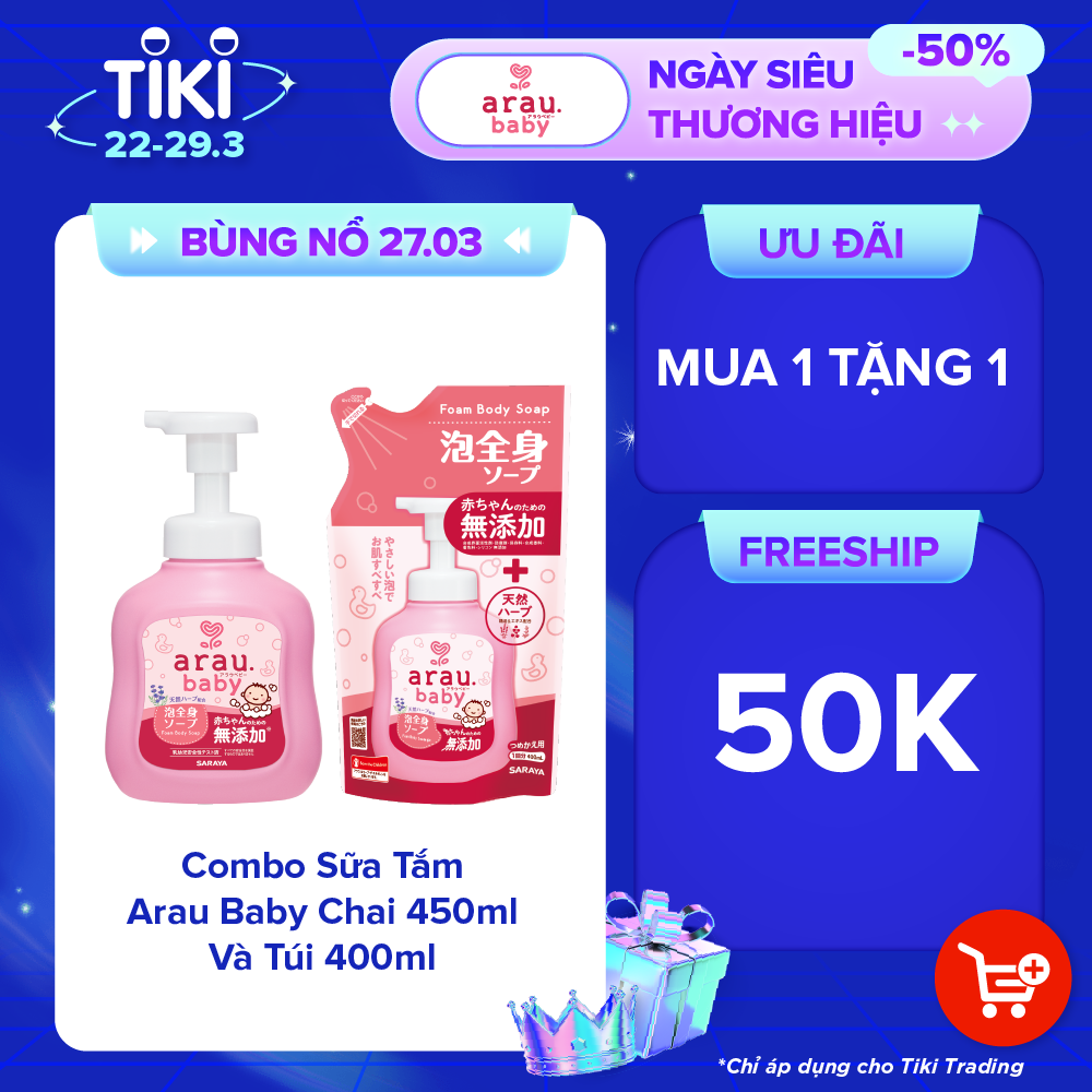 Combo Nước Rửa Bình Arau Baby Chai 500ml Và Túi 450ml