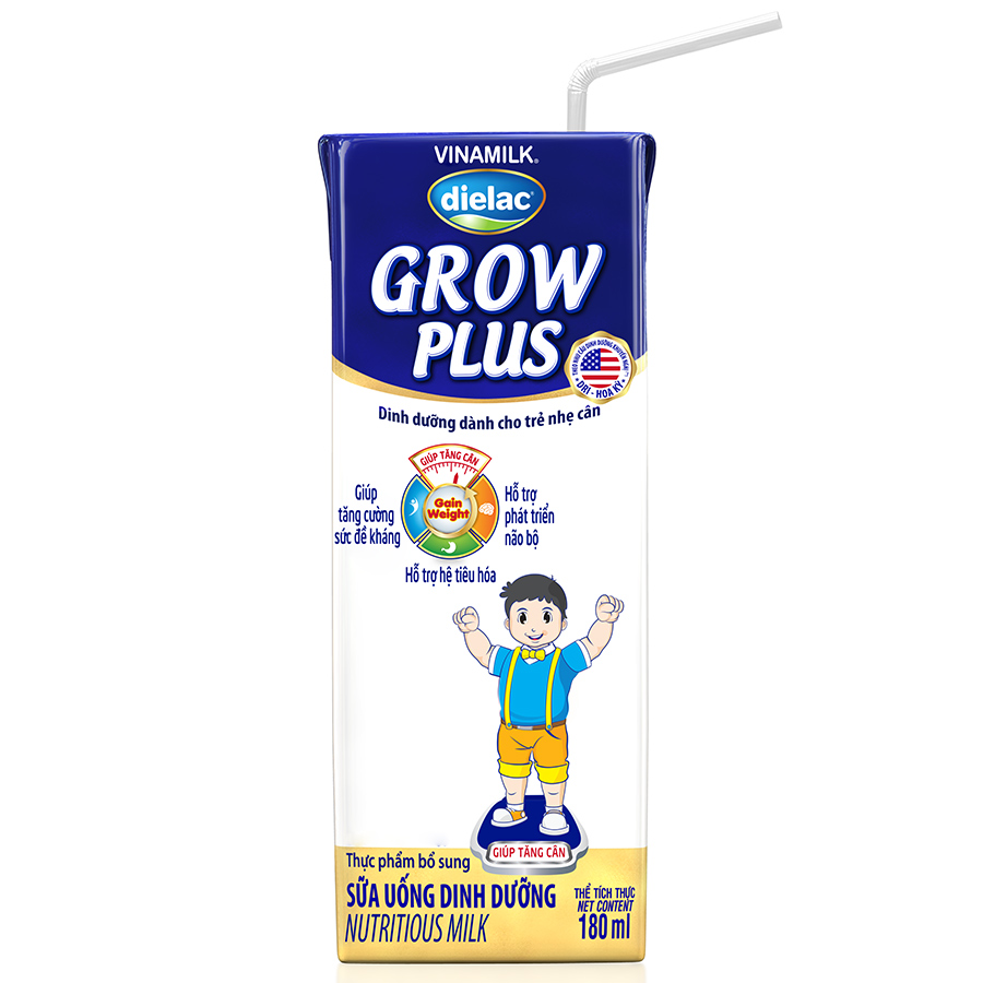 Thùng 48 Hộp Sữa Bột Pha Sẵn Vinamilk Dielac Grow Plus - Xanh 180ml