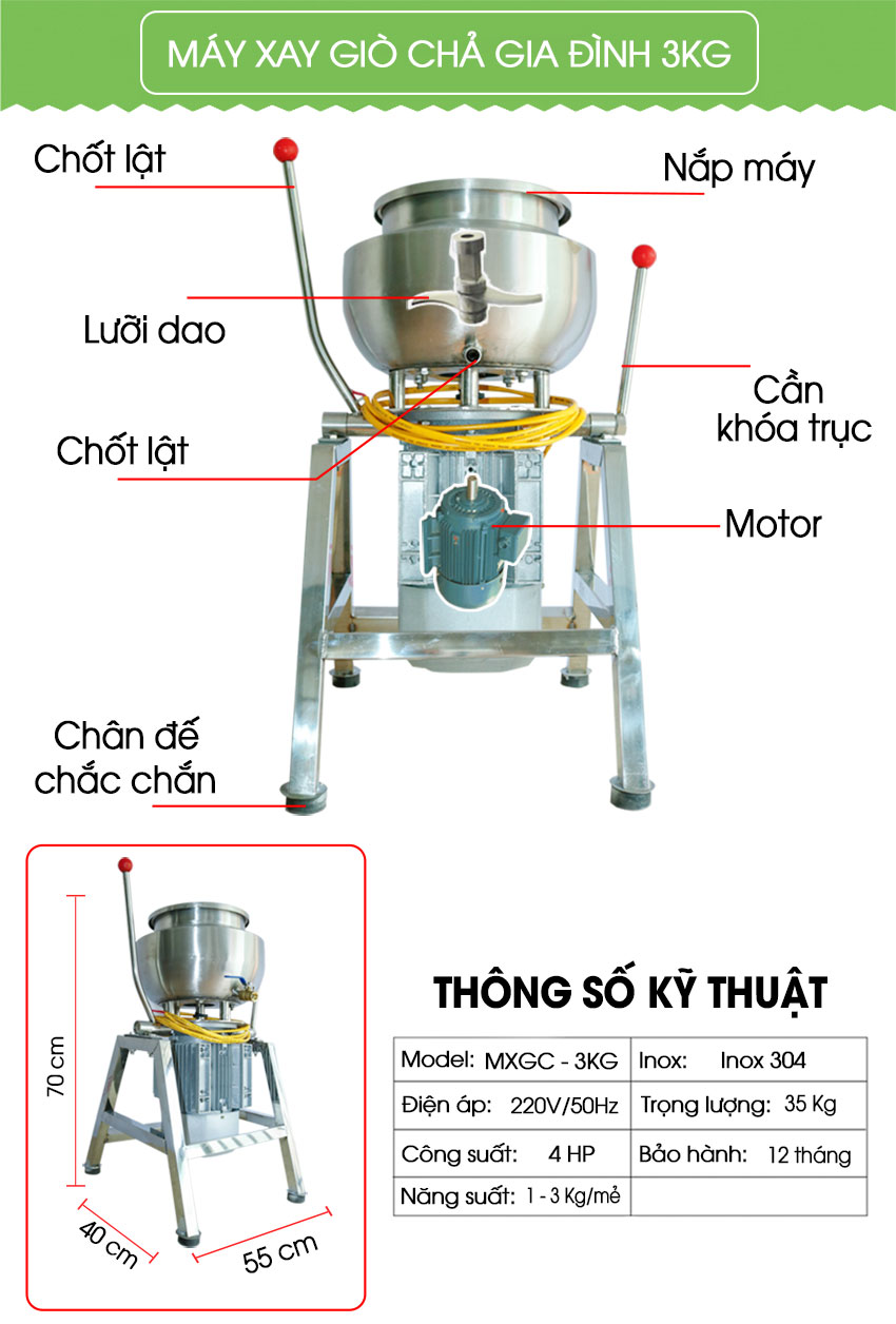 Máy Xay Giò Chả  3 kg/mẻ