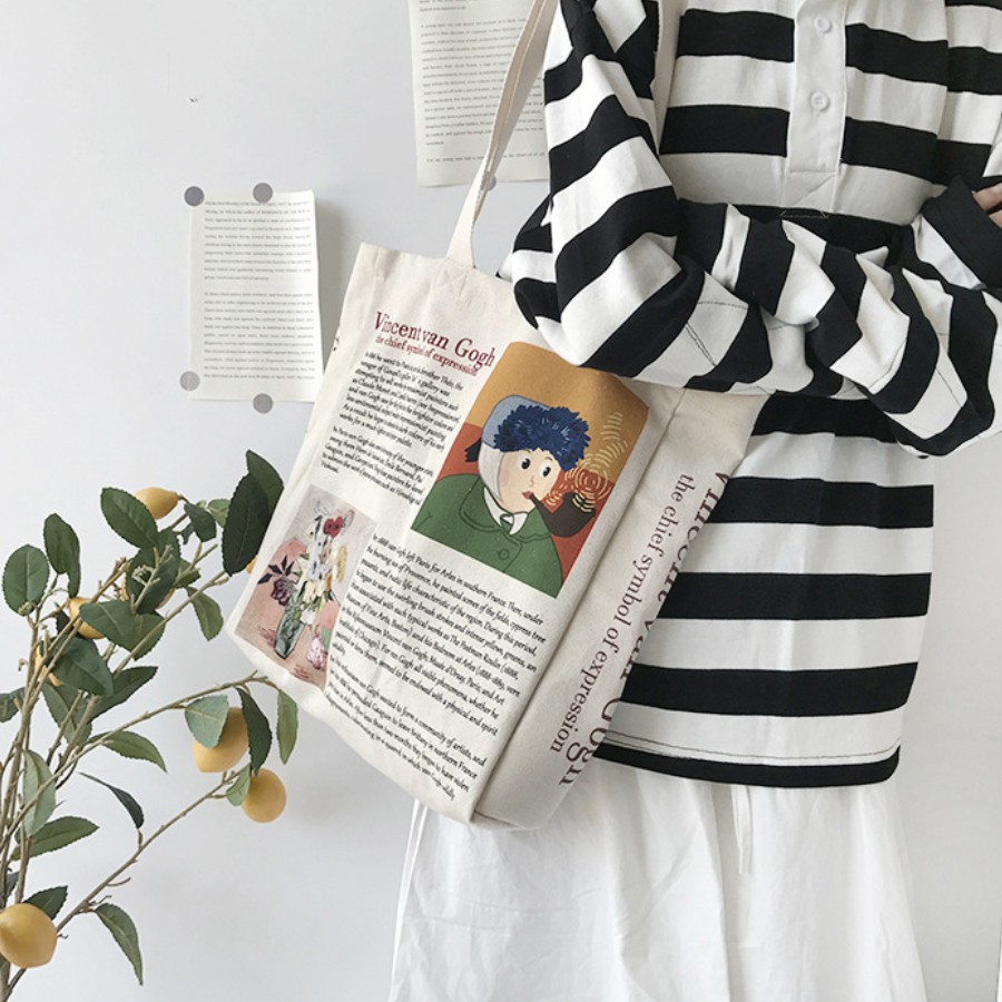 TÚI TOTE VINTAGE TÚI TOTE VẢI ĐÁY VUÔNG CỰC ĐỘC