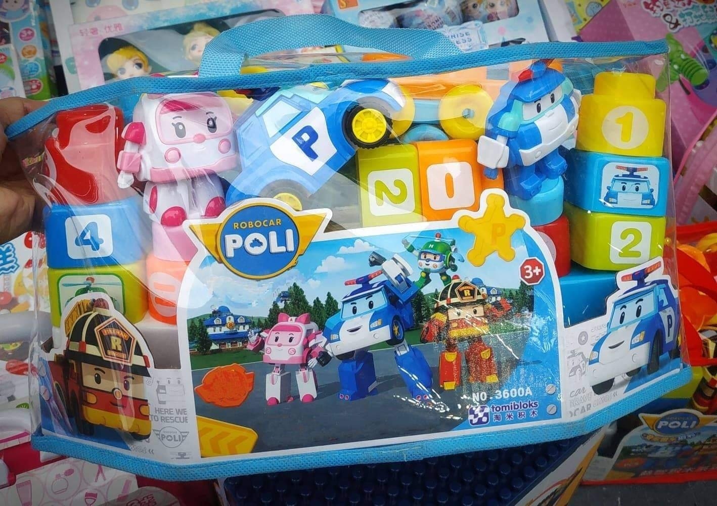 Bộ đồ chơi xếp hình khối, lắp ráp khối phong cách biệt đội bay biến hình Policar Robocar Poli