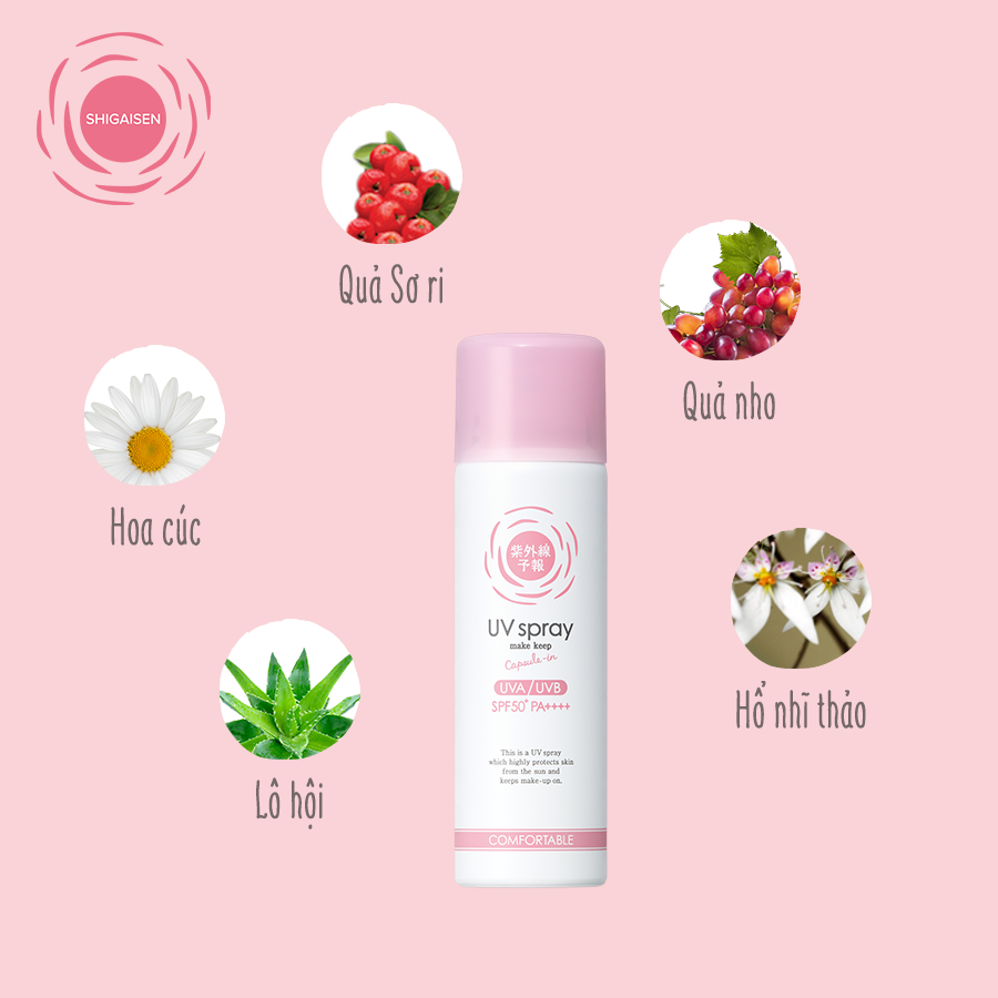 Xịt Giữ Lớp Trang Điểm Shigaisen Yohou Make Keep Uv Spray SPF 50 PA ++++ (60g)