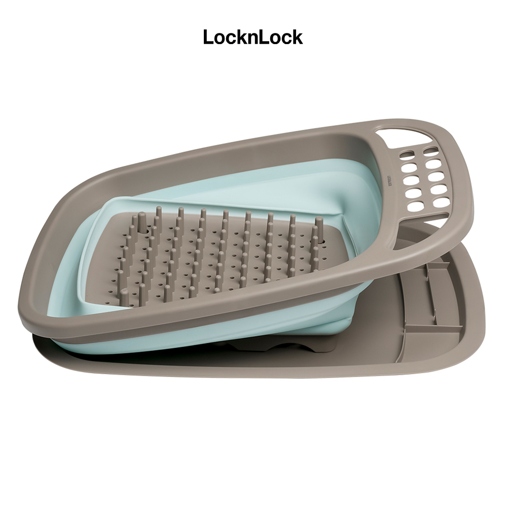 Kệ Chén Đĩa Gấp Gọn Kèm Khay Hứng Nước Lock&Lock LDR140GRY