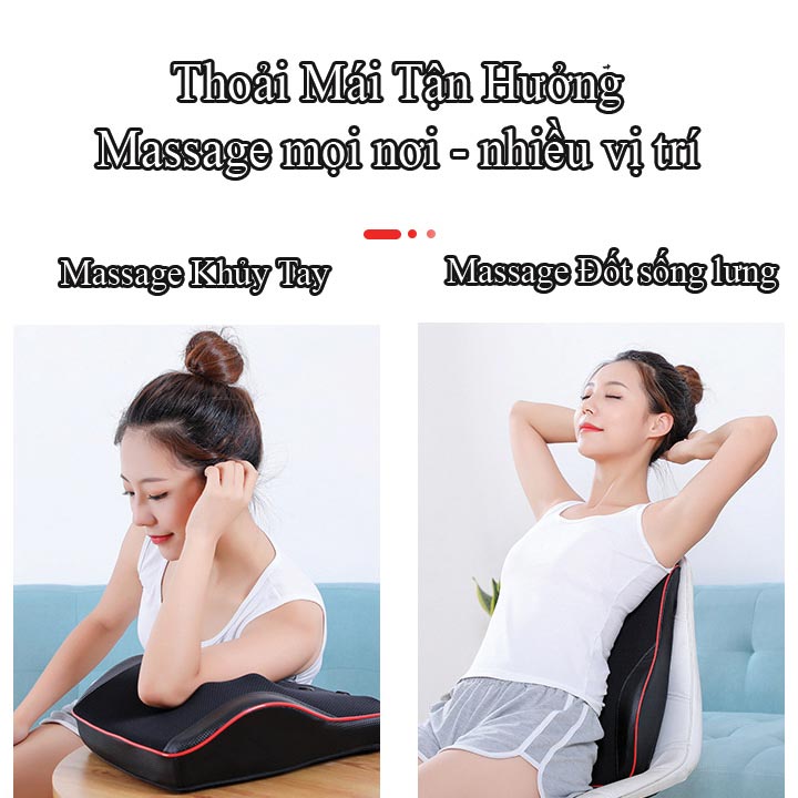 Gối Massage Kiêm Tựa Lưng Đa Năng Le er Kang LEK- 618- 9 tích hợp chế độ rung cùng hồng ngoại