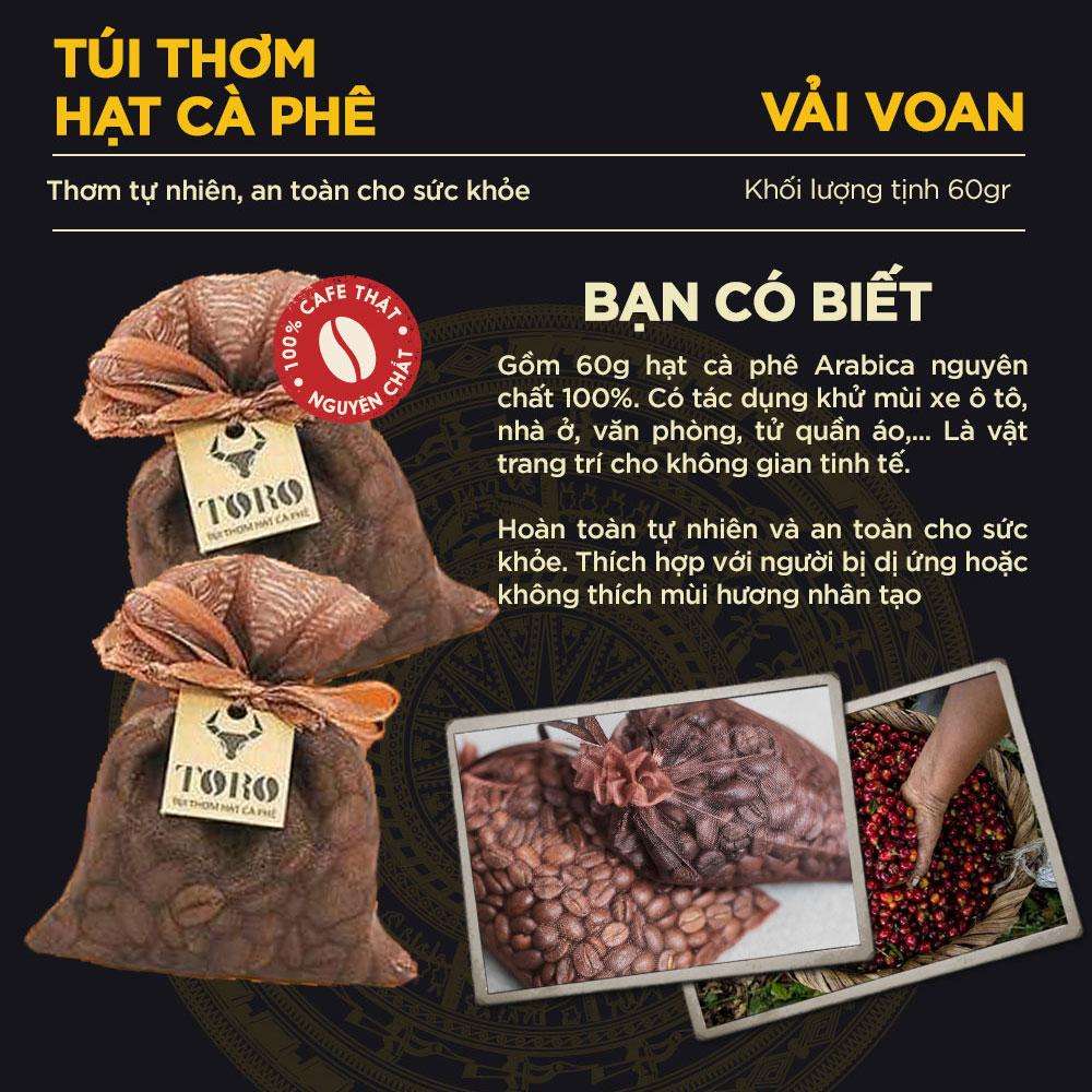 Túi Thơm Hạt Cà Phê Toro Nguyên Chất 100% | Vải Voan | TORO FARM