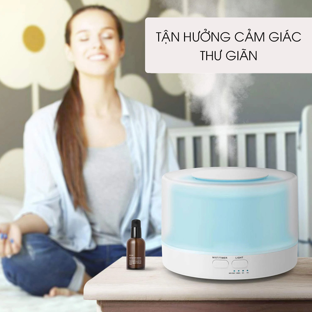 Máy Tạo Ẩm Phun Sương Bình Minh Tặng Kèm Điều Khiển Từ Xa Và Tinh Dầu Sả Chanh