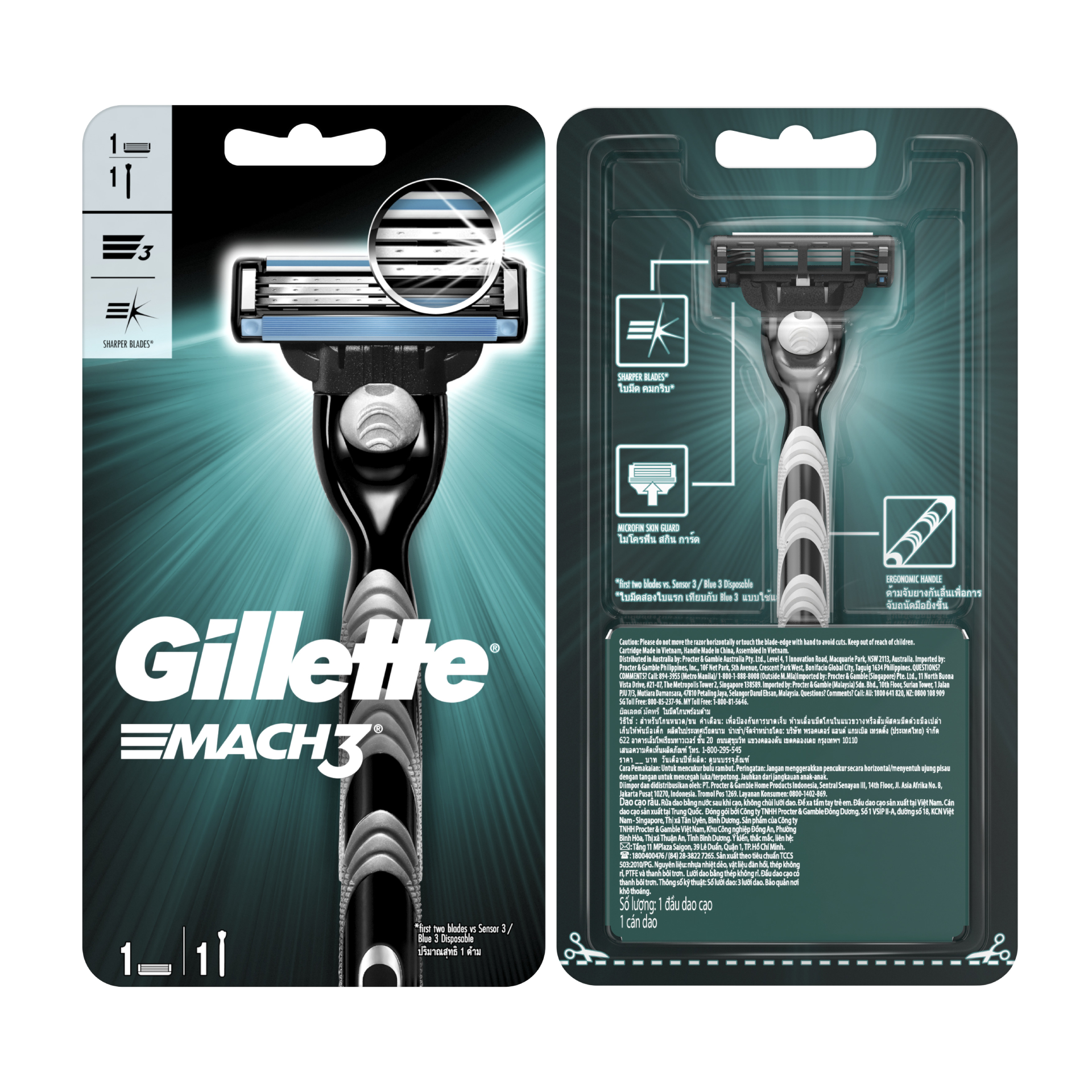 Dao Cạo Râu Gillette Mach 3 Classic Và Bọt Cạo Râu Gillette Hương Bạc Hà Chai 175G