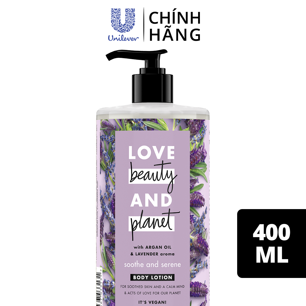 Sữa Dưỡng Thể 400Ml Love Beauty And Planet Dưỡng Ẩm Dịu Nhẹ Soothe &amp; Serene Với 100% Tinh Dầu Argan Morocco