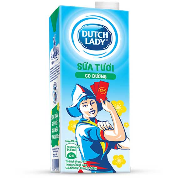 Thùng 48 Hộp Sữa Tươi Tiệt Trùng Dutch Lady Cô Gái Hà Lan Có Đường