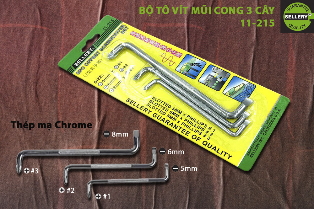 BỘ TÔ VÍT MŨI CONG 3 CÂY SELLERY 11-215