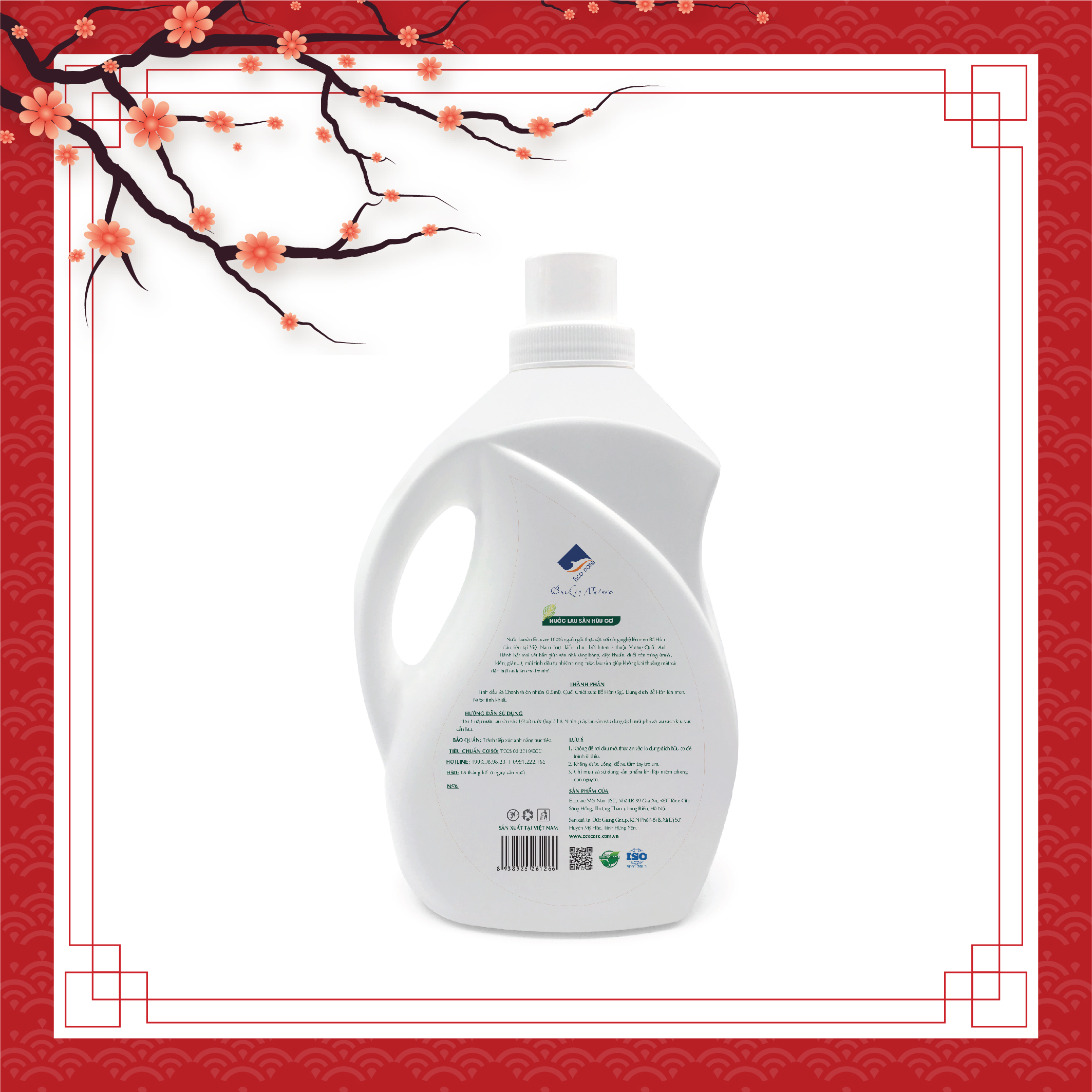 Nước lau sàn Hữu cơ Ecocare đuổi muỗi tinh dầu Sả chanh 2000ml