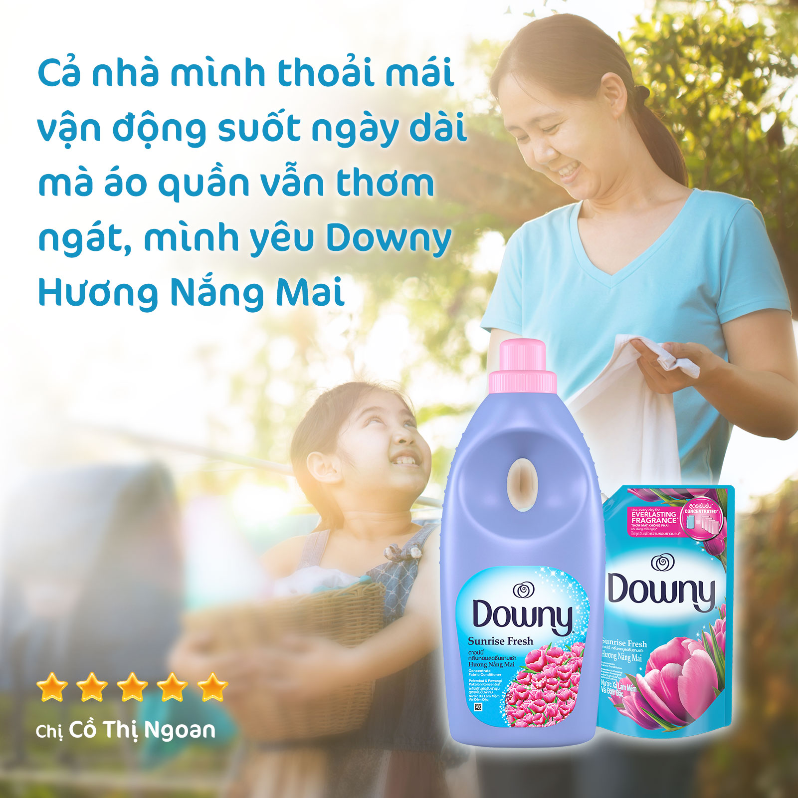 Nước Xả Vải Downy Nắng Mai Dạng Túi 2.4L