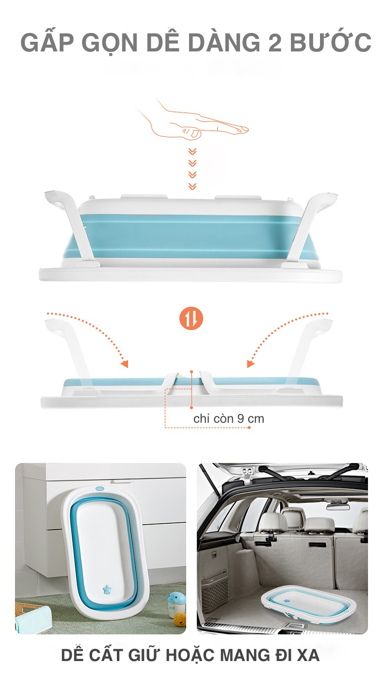 Thau Tắm Cho Bé Luna KUB - Có Thể Gấp Gọn, Tiết Kiệm Diện Tích, Dễ Cất Giữ, Dễ Mang Đi Xa