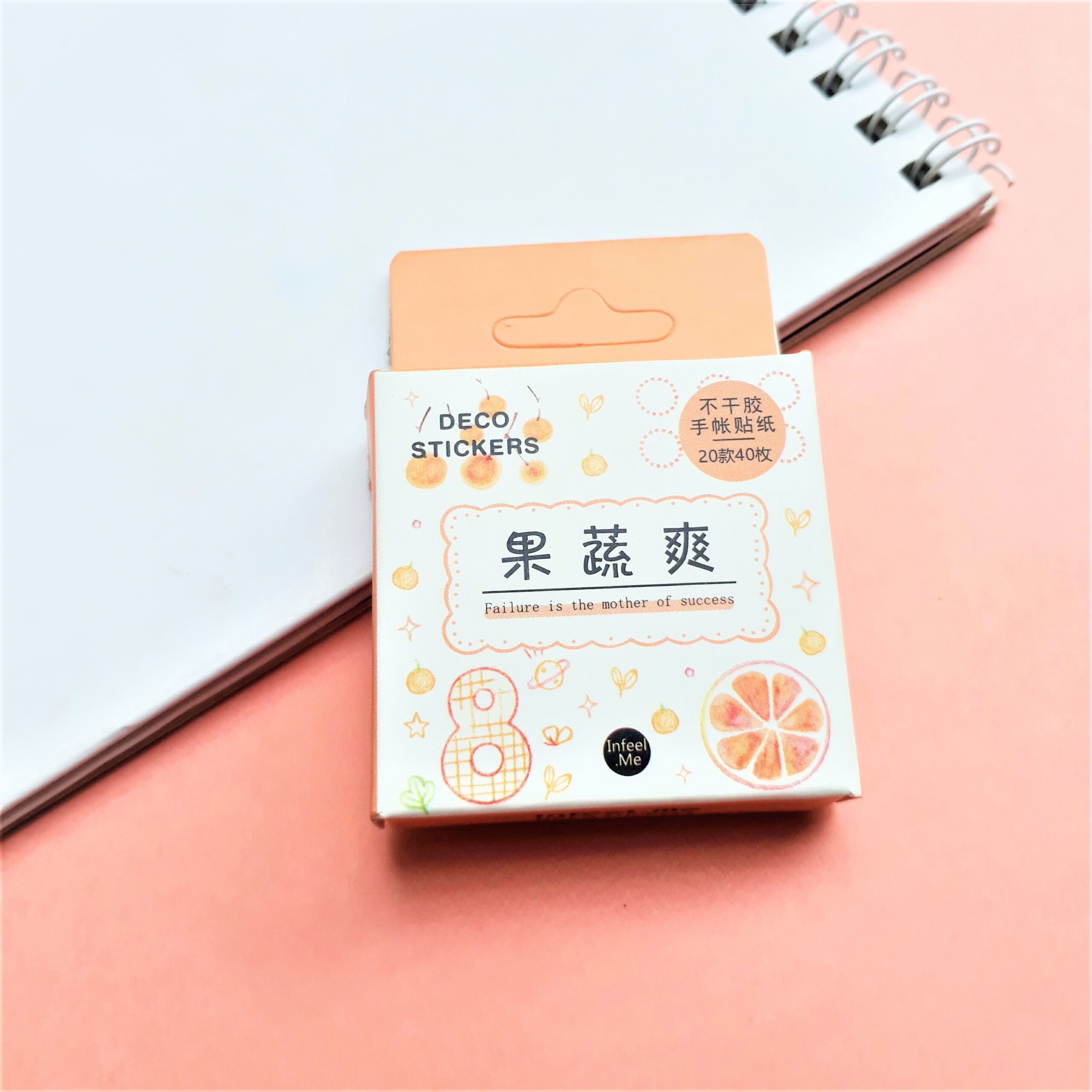 Hộp 40 Miếng Dán Sticker Trang Trí Chủ Đề Màu Cam