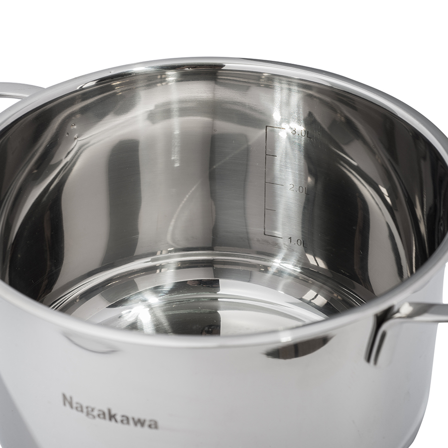 Bộ 3 Nồi Inox 304 Đáy Từ 5 Đáy Nagakawa NAG1351 - Hàng Chính Hãng