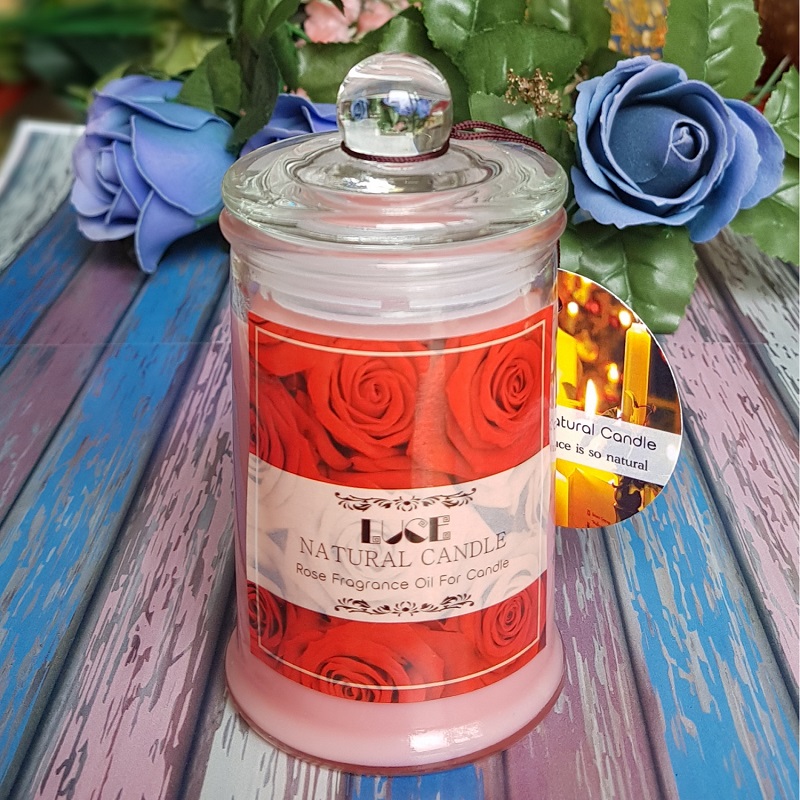 Nến thơm lọ thủy tinh hoa hồng không khói Ecolife - Aroma Candles Rose Jar